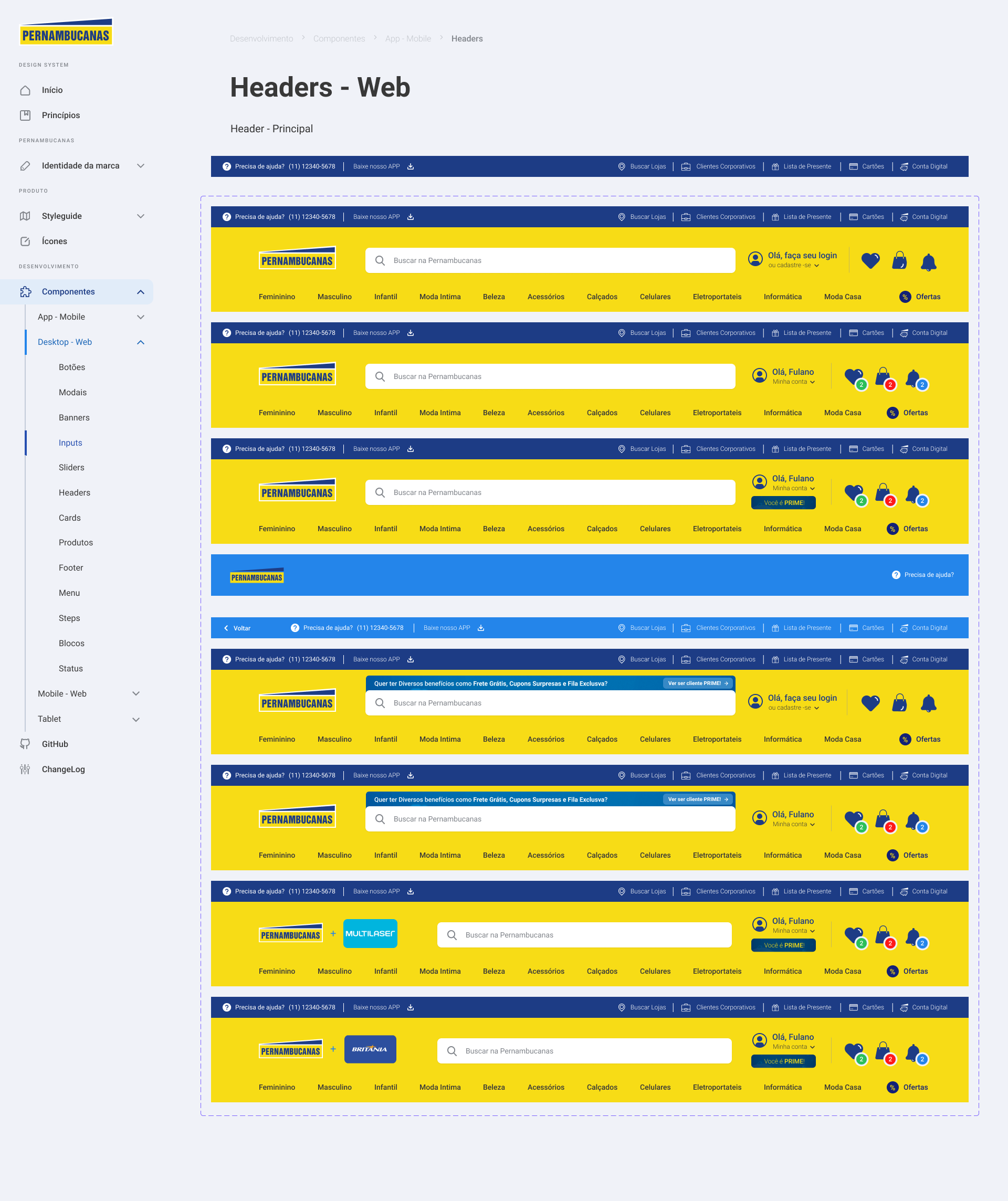 Headers web